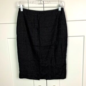 ELIE TAHARI Size 2 Black Leather Trim Pencil Skirt Textured office siren twee